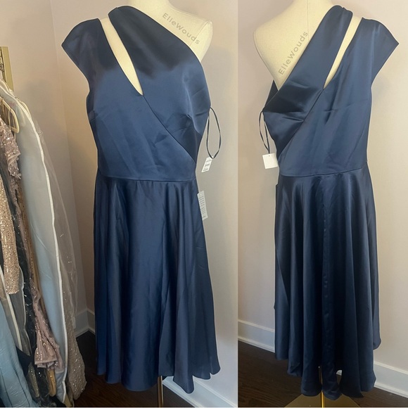 Amsale High Low Navy Cocktail Dress, $595, Size 14 - Picture 2 of 2